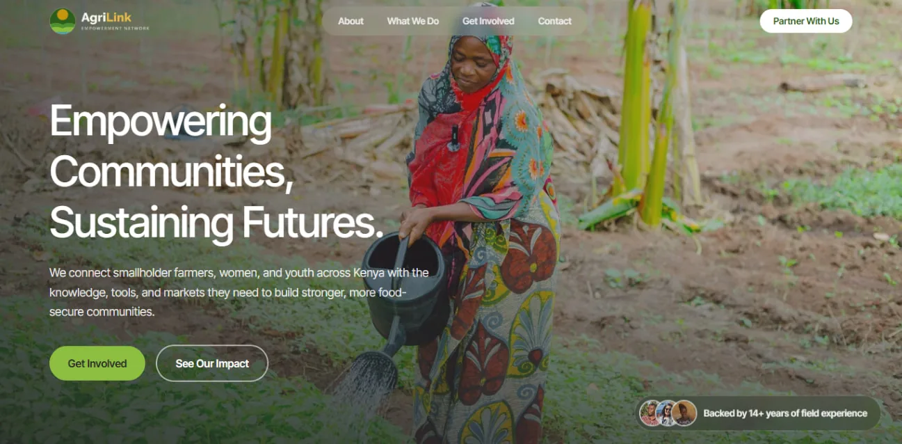 AgriLink Africa website — community empowerment homepage
