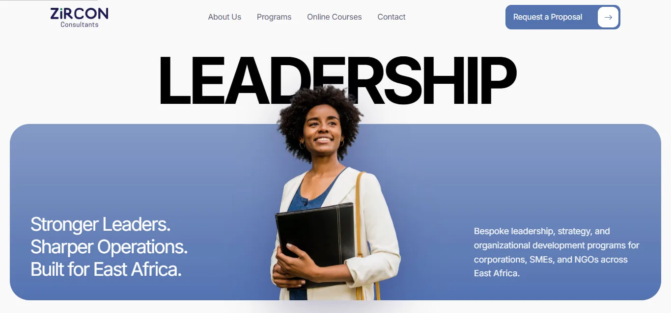 Zircon Consultants website — leadership programmes homepage