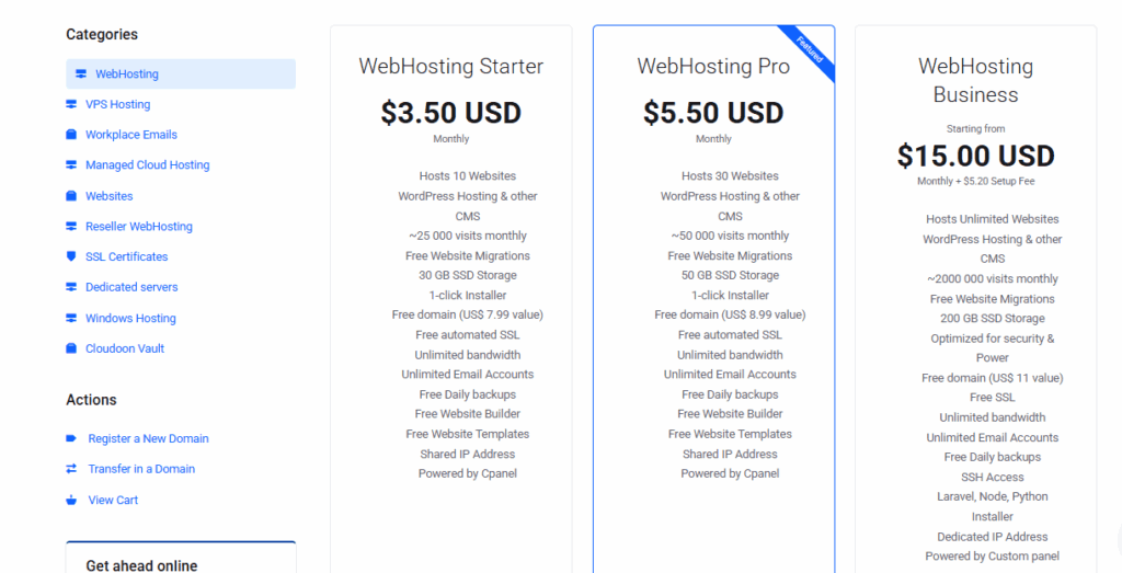 Truehost Shared Web Hosting Plans